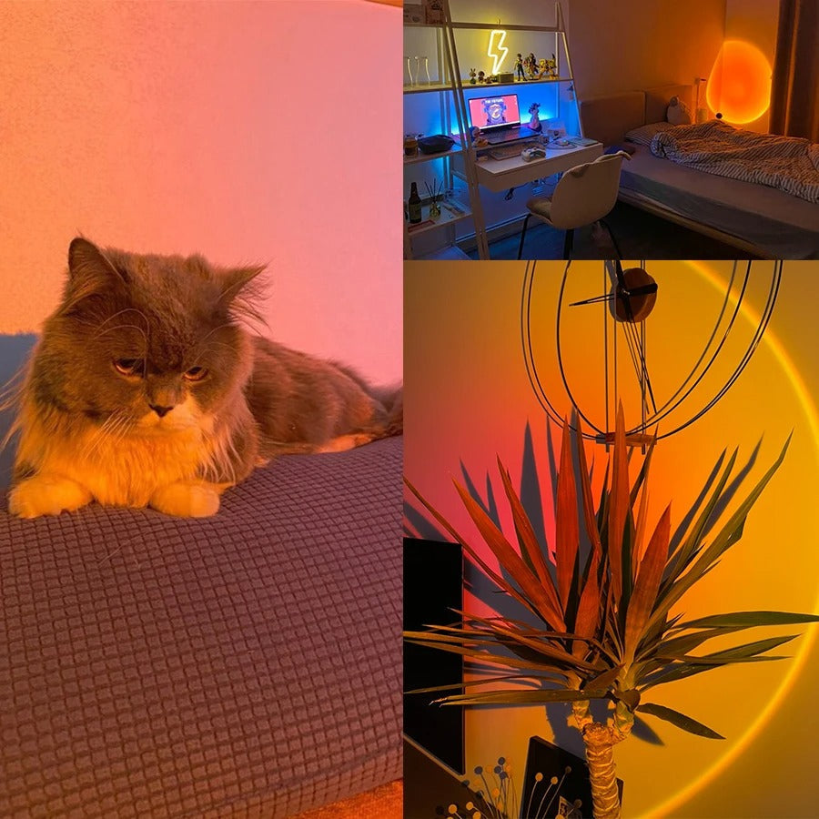 Sunset Lamp | 16 Colors + Remote Control LED Projector Table Lamp - USB Bedside Lamp